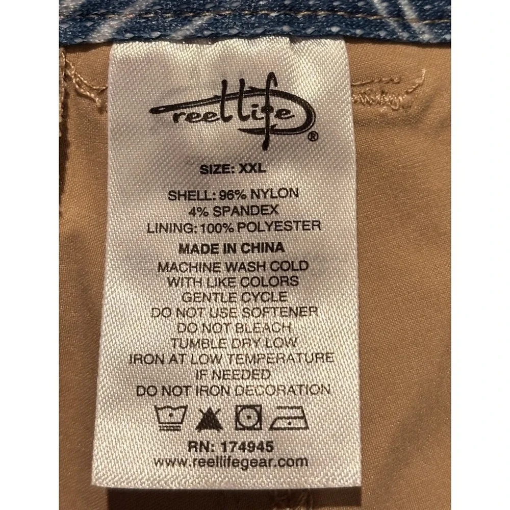 Reel Life Mens 2X Beige Cargo Shorts Pockets Fishing Outdoor Wicking Lightweight